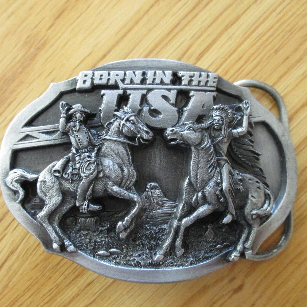 Metal Born in the USA Belt Buckle - 1991